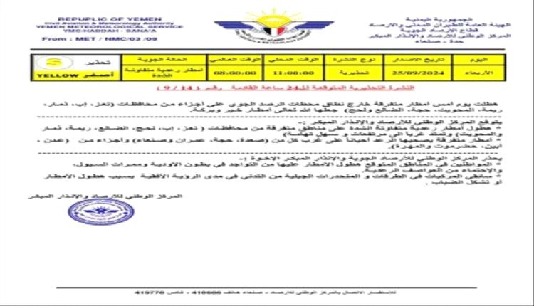 أمطار متفرقة.. الطقس المتوقع خلال 24 ساعة القادمة
